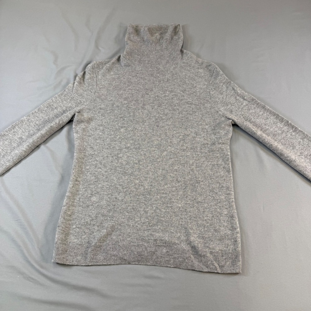 Talbots Petites Grey 100%‎ Cashmere Turtleneck Sweater MP Long Sleeve Pullover